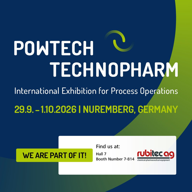 POWTECH TECHNOPHARM 2026, 29 September to 1 October 2026 in Nuremberg – rubitec ag in Hall 7, Booth 7-814